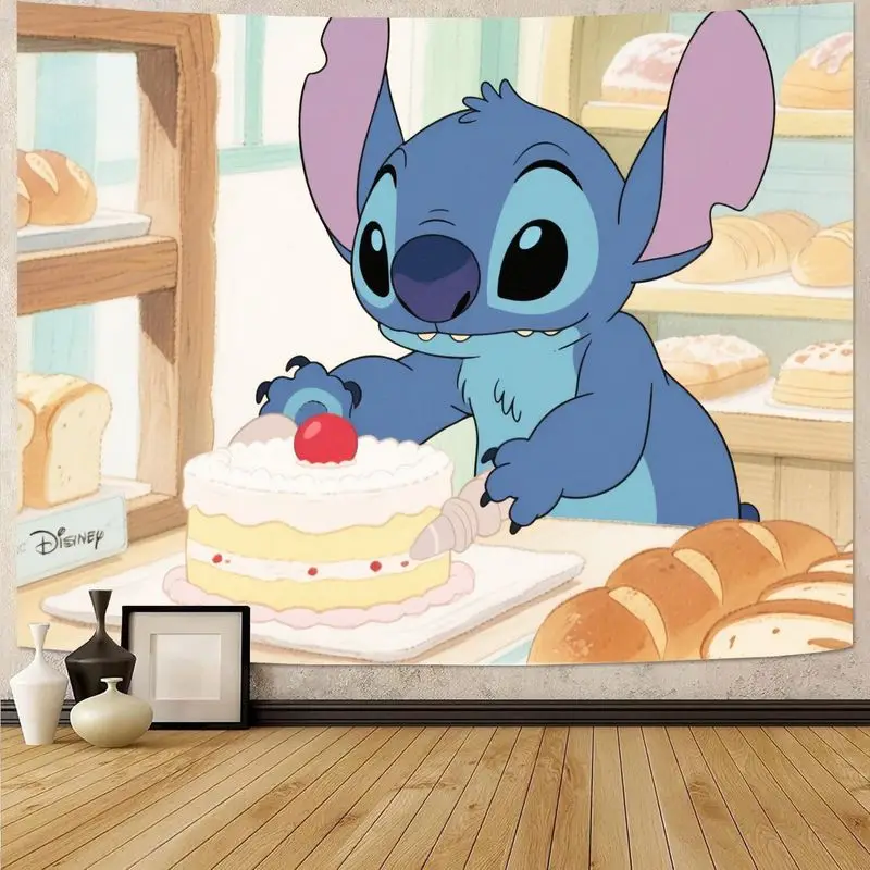 

1 шт., гобелен Disney Stitch Bakery Scene, милый мультяшный настенный декор для гостиной, спальни, подарок для фанатов Лило и Стич