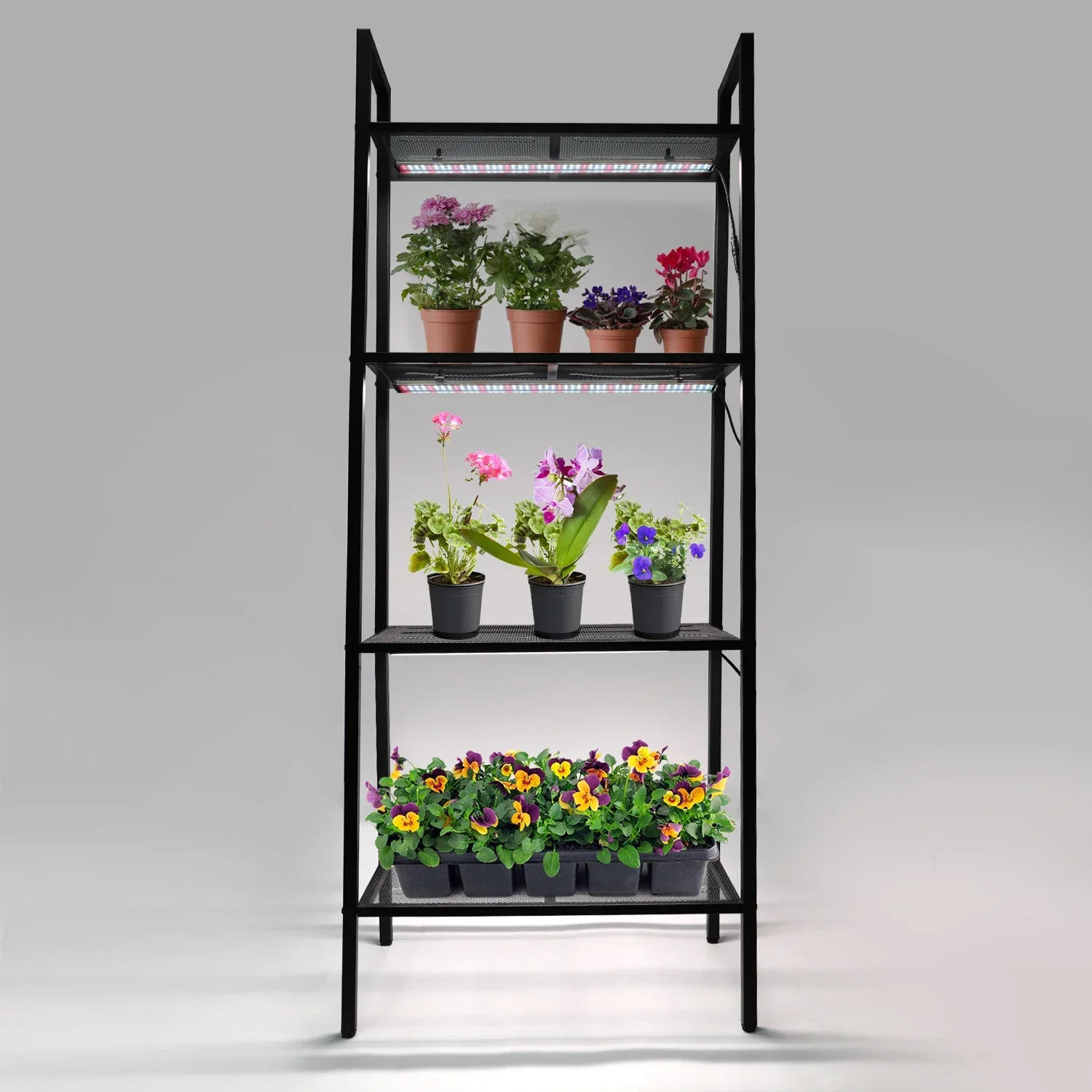 

2026 Modern 4 tier Foldable Plant Rack Organizer Flower Shelf Display Rack Plant Shelves Stand For Home Garden with Grow Lights