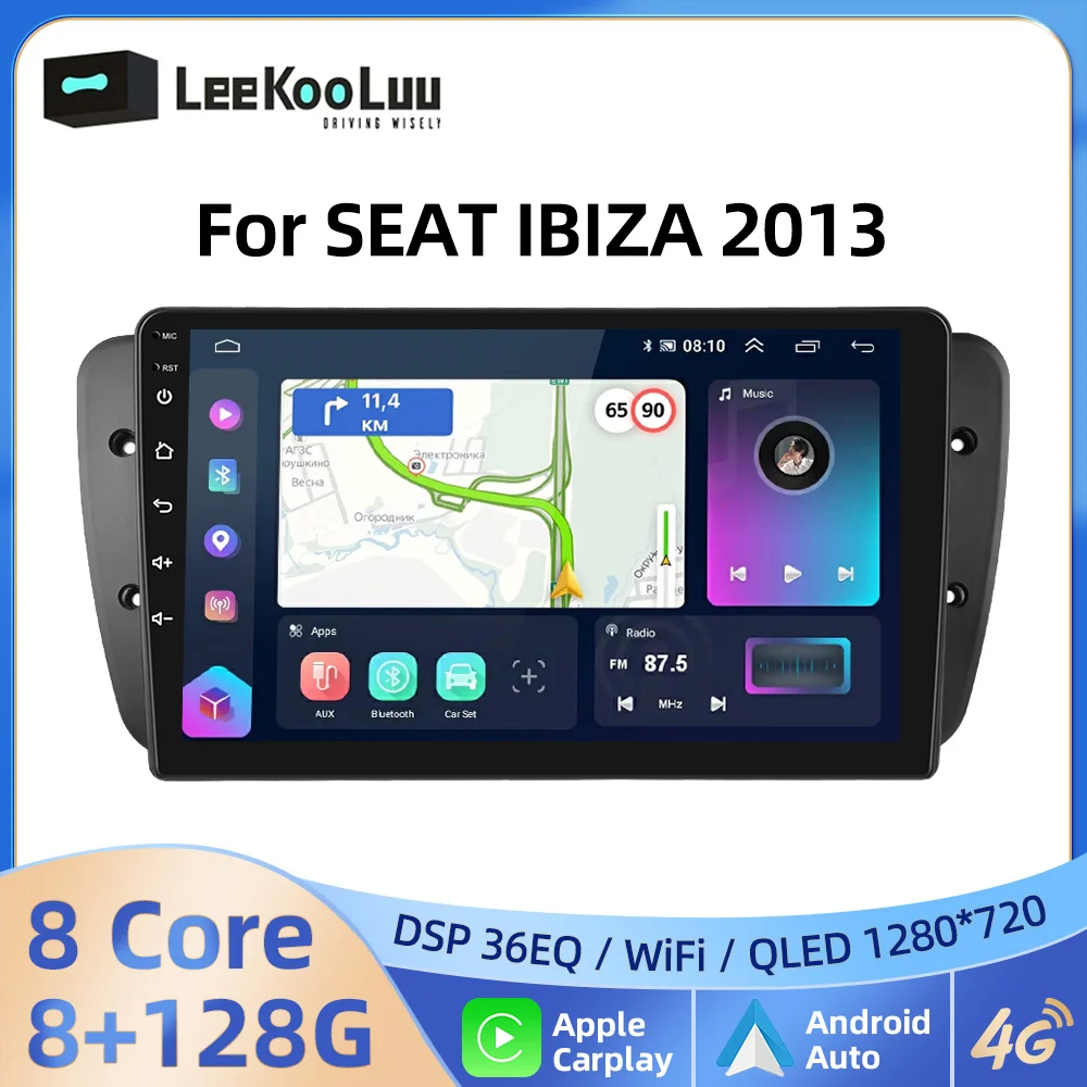 

LeeKooLuu Wireless CarPlay Android Auto Radio For SEAT IBIZA 2013 Car Multimedia Player 2Din Autoradio 4G Wifi GPS Stereo