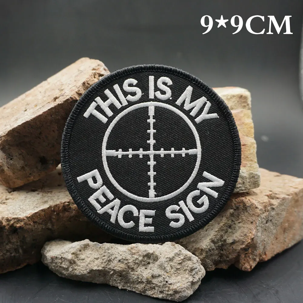 Este es mi signo de melocotón, parches bordados, apliques, etiqueta de costura, banda de motociclista punk, insignia de ropa de Rock con respaldo de gancho o coser