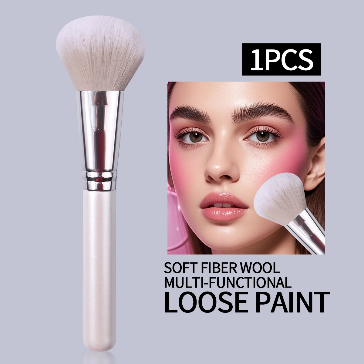 قطعة واحدة من فرشاة أحمر الخدود الرقيقة والناعمة، فرشاة فضفاضة، فرشاة تحديد الكونتور، فرشاة إعداد، أداة فرشاة مكياج الوجه للمبتدئين #1
