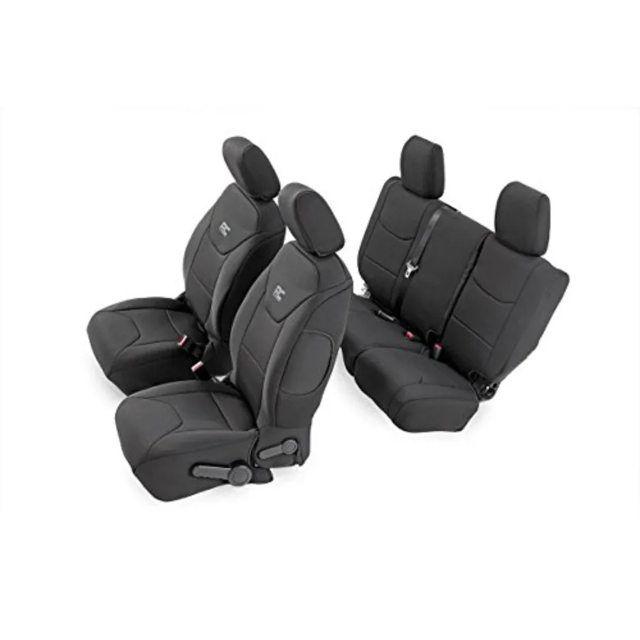 

Неопреновые чехлы для сидений Jeep Wrangler JK 4-дверный 2013-2018, водонепроницаемые, устойчивые к УФ-излучению, с пенополиуретановой подкладкой, комплект для передних и задних сидений