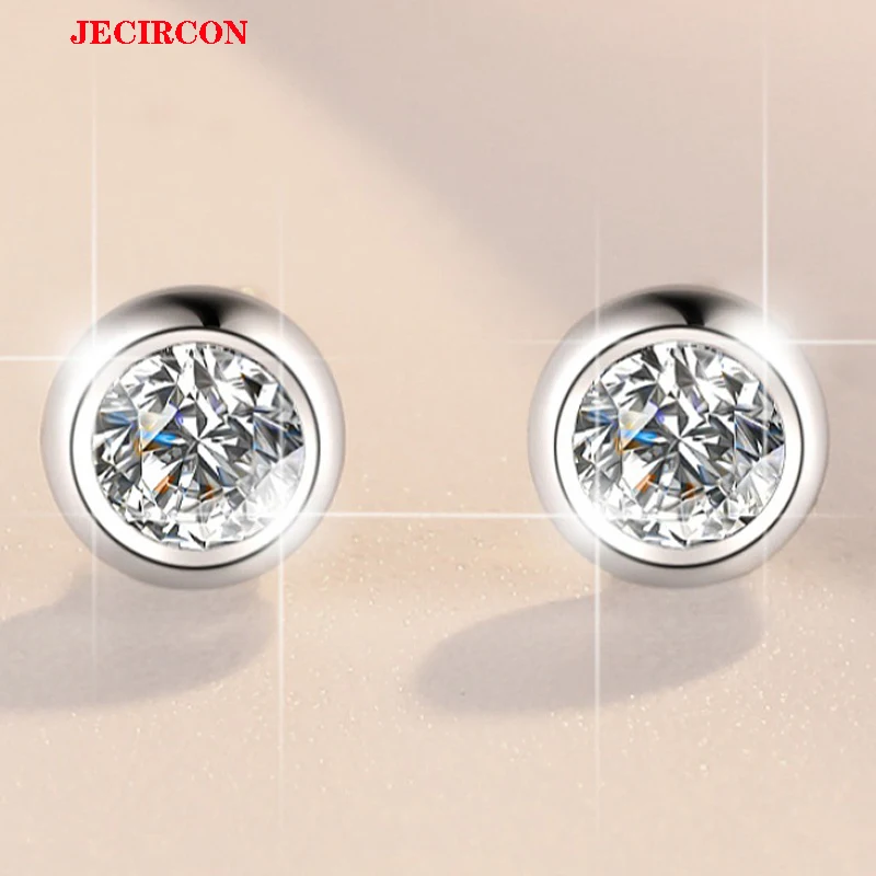 

Серьги JECIRCON из стерлингового серебра S925 с муассанитом для женщин и мужчин, классические круглые серьги-гвоздики с пузырьками, простые и универсальные ювелирные изделия