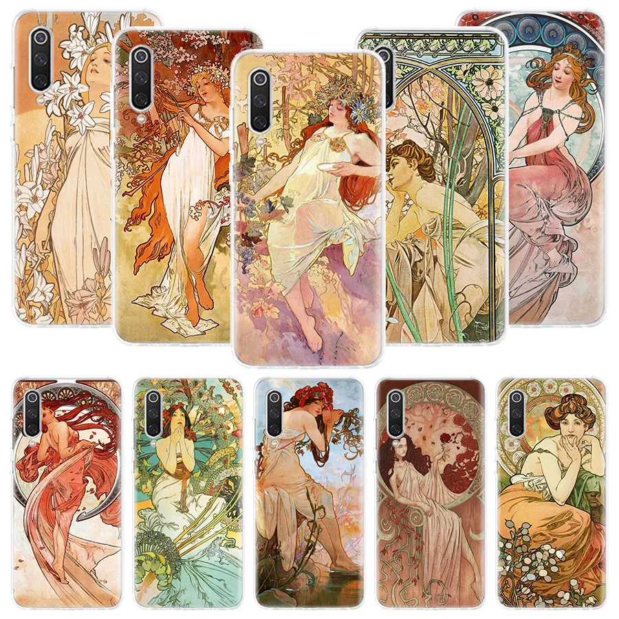 Alfons Mucha Primavera Phone Case For Xiaomi Redmi Note 13 12S 12 11S 11E 11 Pro Plus 11T 10S 10 9S 9 + 8T 8 7 Art Pattern Cover