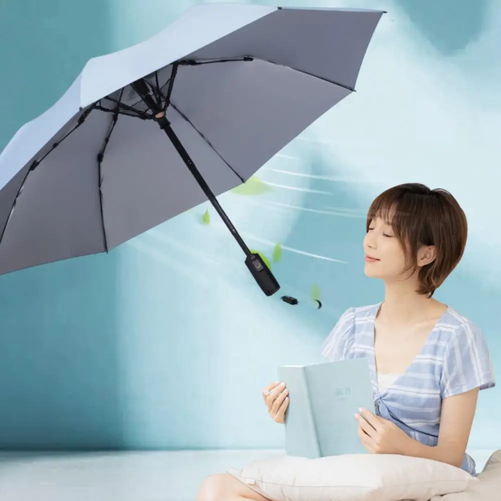 Rechargeable Fan Umbrella Rechargeable 3-in-1 Sun Umbrella Fan Mist Spray Uv Blocking Stay Protected with This Summer Sunshade