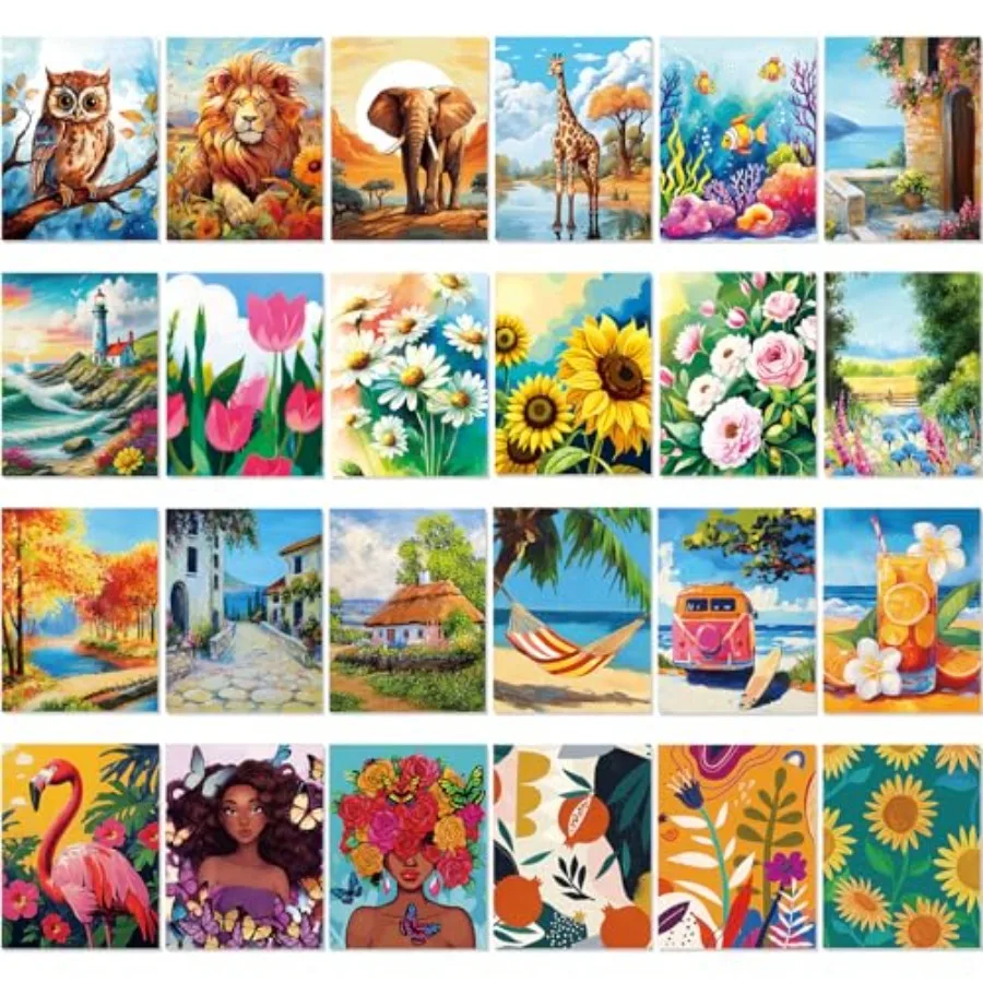 

24 Pcs Pre Drawn Canvas for Painting Adult Pre Printed Canvas Bulk Sip and Paint Kit Stretched Panels Paint Set for Theme Valen
