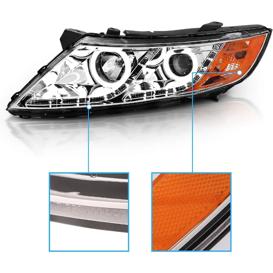 20112015 كيا أوبتيما الهالوجين نموذج إكستريم LED هالة خواتم العارض كروم استبدال المصابيح الأمامية مجموعة للسائق والركاب Si #3