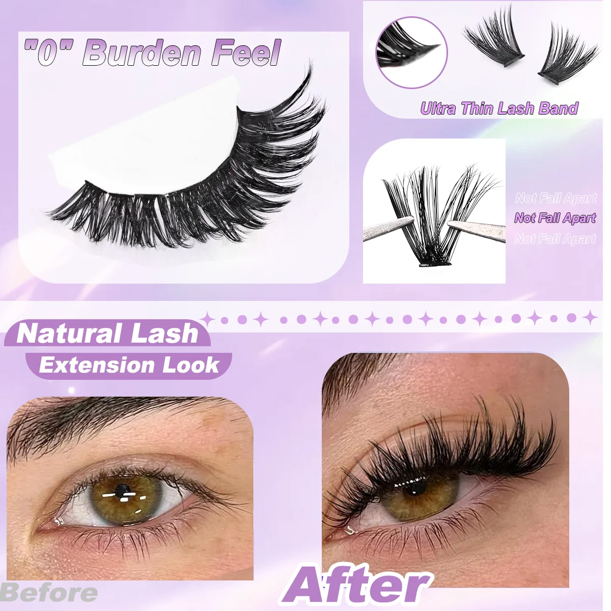 Extensión de pestañas DIY, mezcla de pestañas de visón de 10-16mm, grupo de pestañas individuales, extensiones gruesas, maquillaje en casa