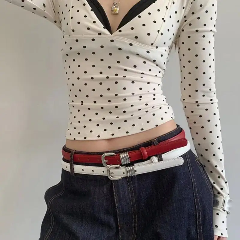 Retro Korean Style PU Leather Belt Simple Versatile Pin Buckle Thin Belt Waist Belt Dresses Decoration