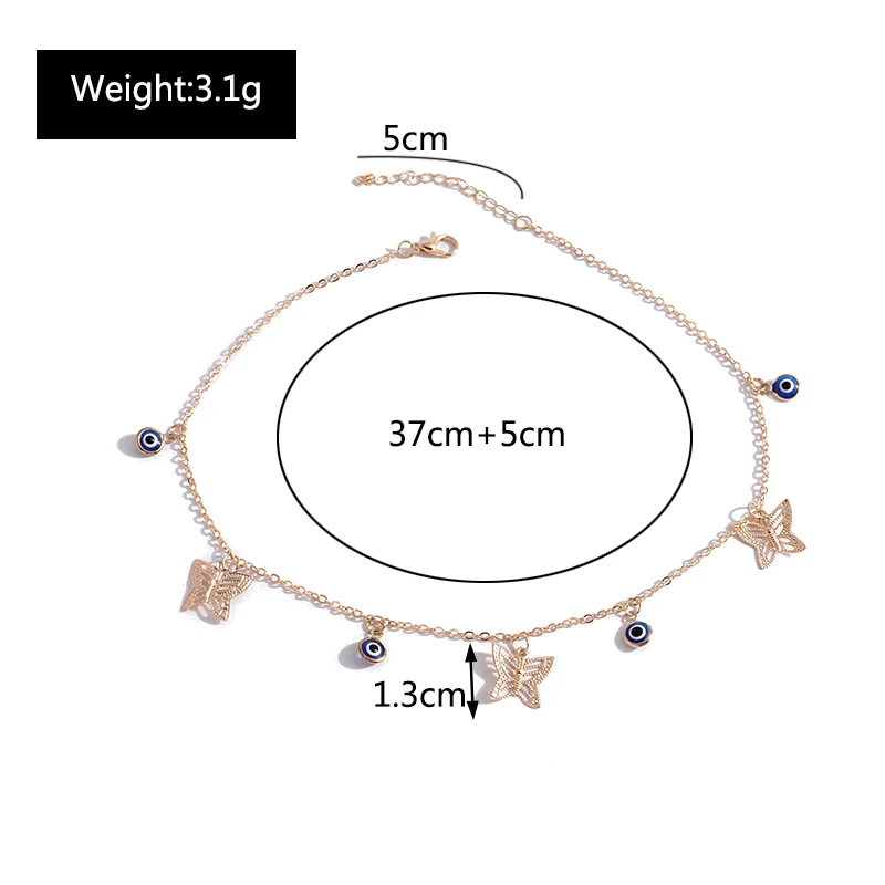 Aihua Niedliche kleine türkische Glücksauge-Schmetterlings-Halskette für Frauen, Statement-Halskette, Halsketten, Chocker, Damenschmuck – Detail 8