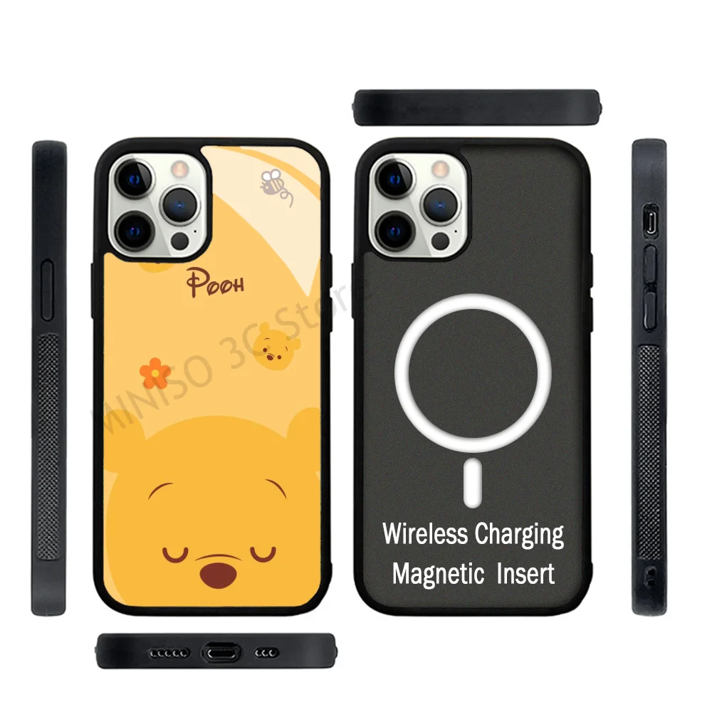 

Bear Phone Case Strong Magnetic For IPhone 15 14 13 Pro Max 11 12 Mini Cartoon Winnies The Poohs For Magsafe