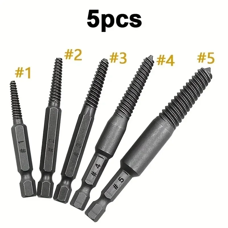 

Hot Sale 5pcs Screw Extractor Center Drill Bits Guide Set Broken Damaged Bolt Remover Hex Shank And Spanner For Broken Hand Tool