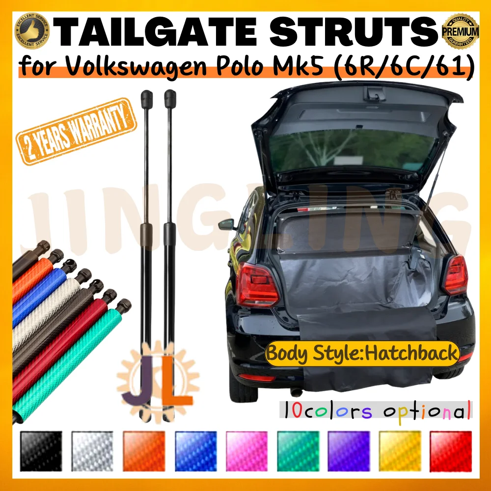 

Qty(2) Trunk Struts for Volkswagen Polo Mk5 (6R/6C/61) 5-door Hatchback 2009-2017 Rear Tailgate Lift Supports Shock Gas Springs