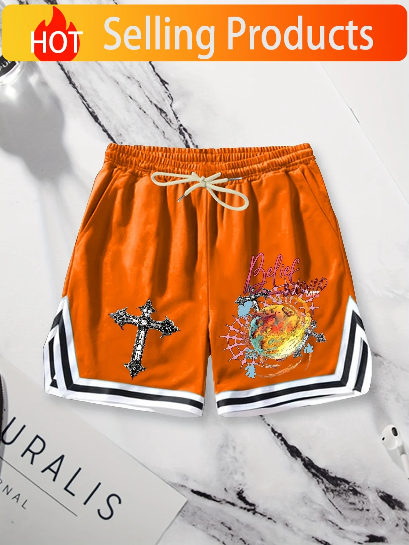 Men's Trendy Printed Shorts - Casual, Breathable Polyester, Machine Washable - Perfect for Summer Outdoors