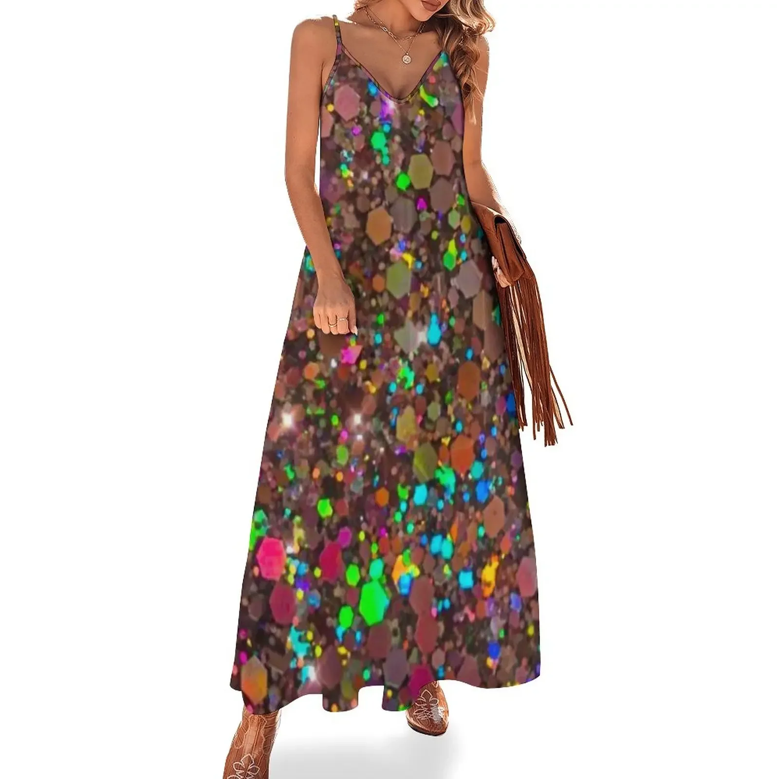 

Glitter Sleeveless Dress Aesthetic clothing luxury dresses Women's summer dresses