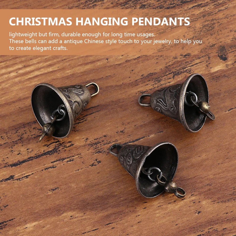 

50pcs Bell Xmas Decor DIY Hanging Decors Vintage Scene Pendants Craft Accessories Lightweight Alloy Jewelry Making