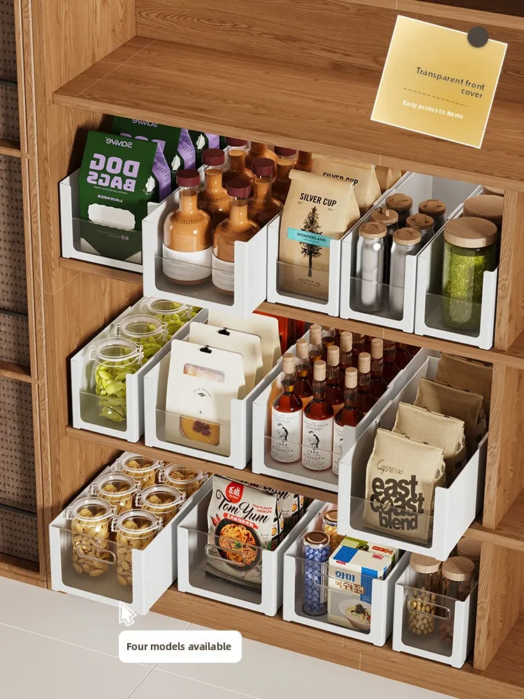 Kitchen Storage Box Extendable Right Angle Organizer Rectangle Desktop Storage Bin Transparent Design Chinese Brand Household...