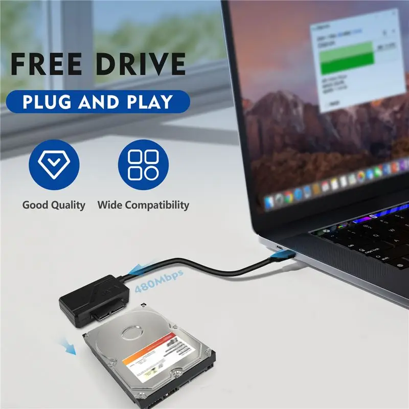 USB 2.0 To Mini Sata II 7+6 13Pin Adapter Converter Cable For Laptop CD/DVD ROM Slimline Drive-ABIU