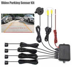 Video Parking Sensor Kit Car Reverse Backup Radar Assistance Auto Monitor Digital Display Car Monitor Buzzer Alert Alarm