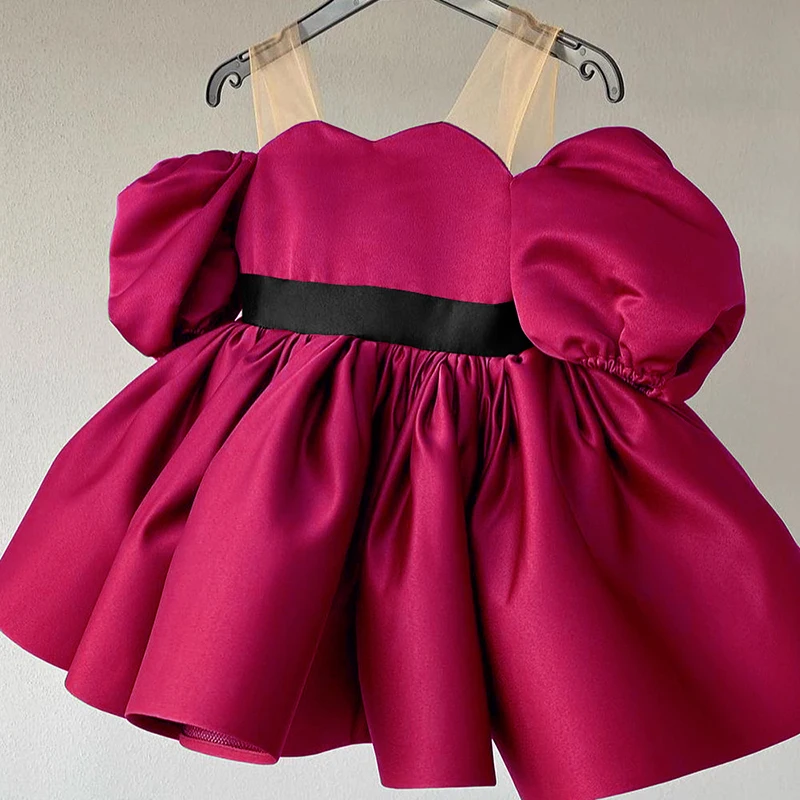 

Formal Toddler Rose 1st Birthday Dress For Baby Girl Clothes Baptism Puff Sleeve Princess Dress Girls Dresses Party Gown 0-2Y