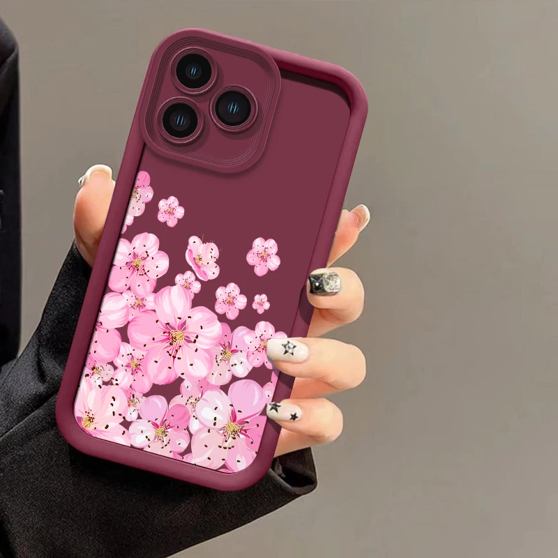 حافظة هاتف غير لامعة مقاومة للصدمات لهاتف Xiaomi Poco C65 M7 Pro M6 Plus M5s C55 C51 C40 C50 C31 M4 M3 M2 C61 غطاء مطبوع عليه زهور من البولي يوريثان الناعم