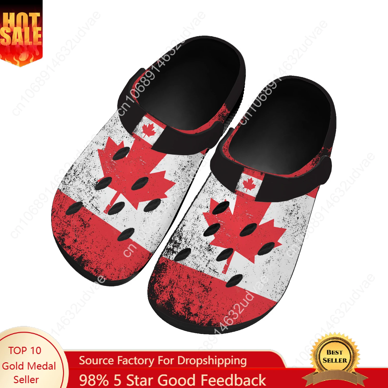 

Canada National Flag Water Shoes Men Women Comfortable Home Garden Clogs Customizd Sandals Beach Breathable Hole Slippers