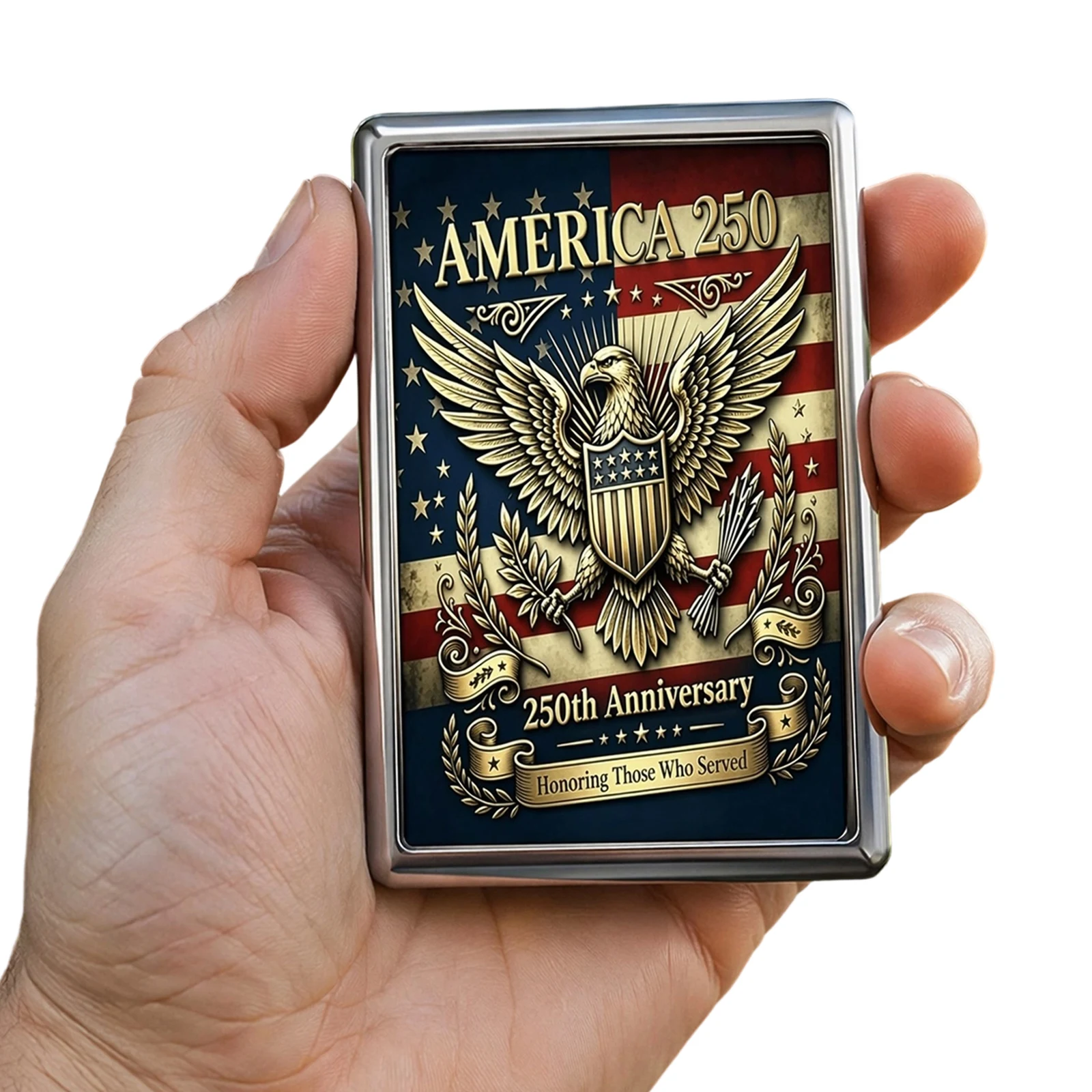 250 Anniversary Metal Vintage Card Holder for Women Men Portable Smoking Boxes with Snap Closure for Credit ID Business Cards