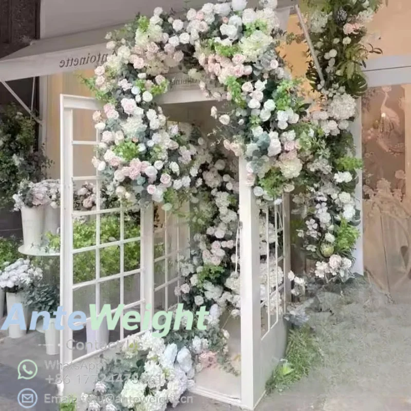 Retro White Phone Booth White Telephone Booth with Artificial Flower