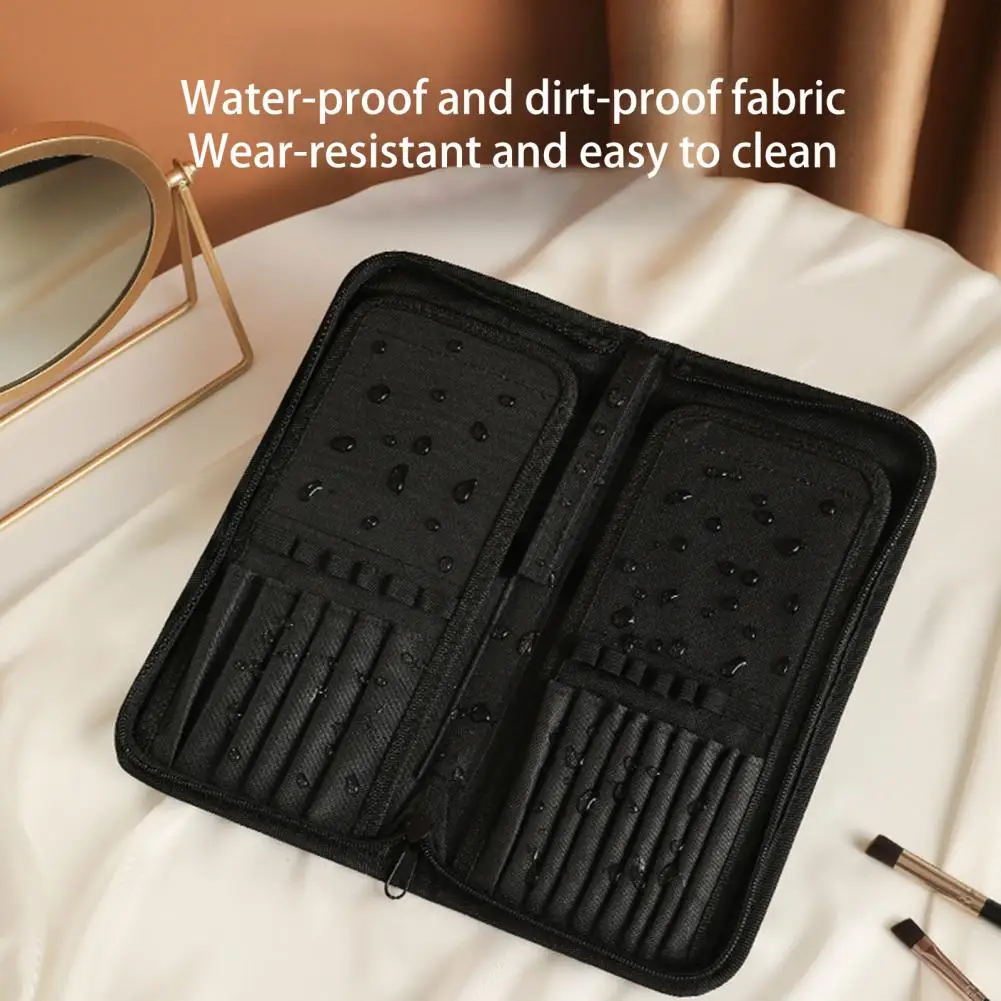 Waterproof Brush Case Portable Standing Makeup Brush Holder Organizer Pouch Waterproof Oxford Cloth 15 Slots for Lipstick