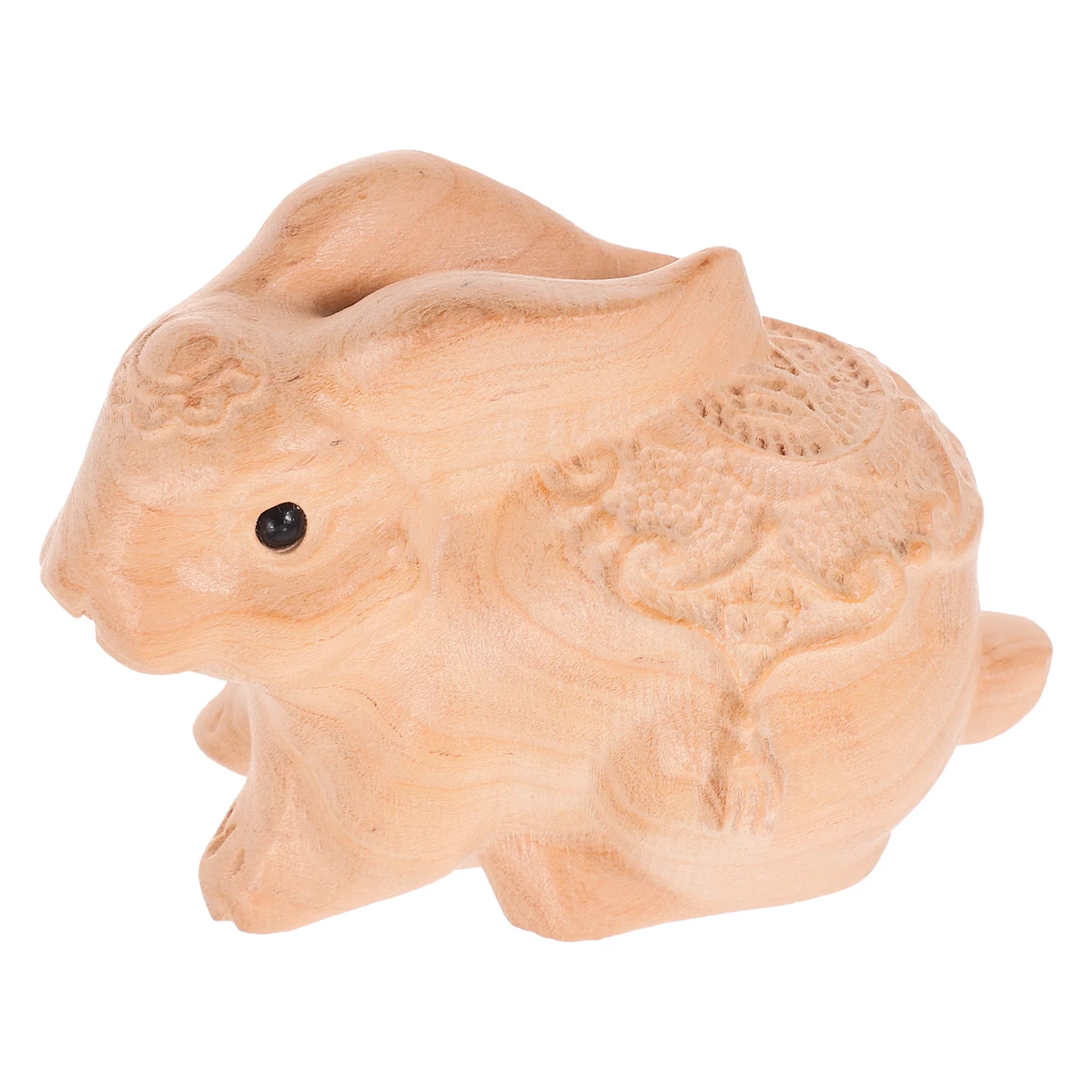 

Wooden Bunny Sculpture Hand Carved Rabbit Decoration Festival Home Decor Vintage Animal Statue for Living Room Desktop