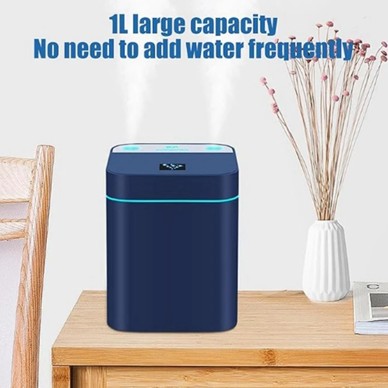 Humidifiers For Bedroom, Large Capacity Humidifier USB Mist Top Essential Oil Diffuser Desktop Humidifier Durable Blue