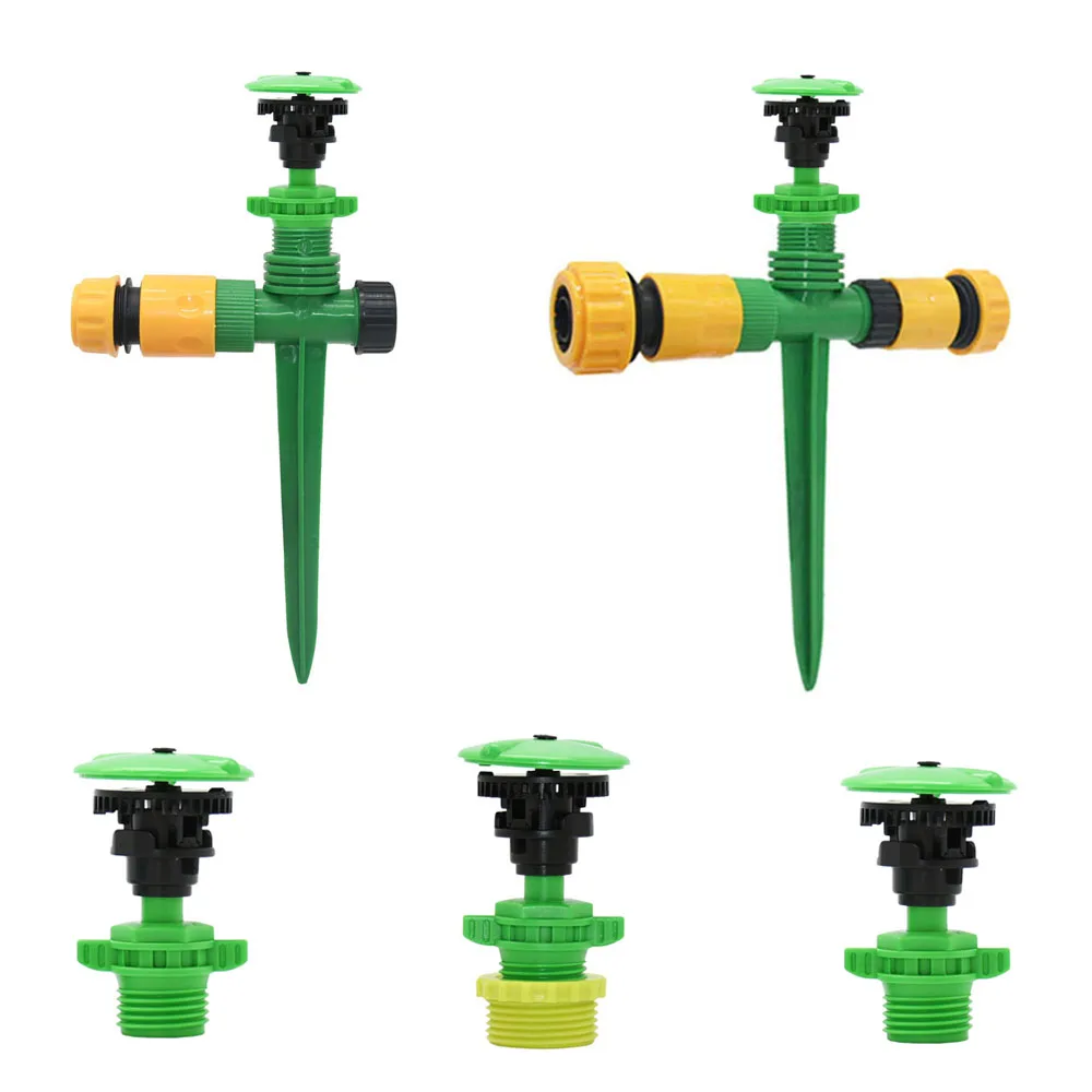 

1/2" 3/4 Inch Garden Irrigation Sprinkler 360 Degrees Auto-rotate Nozzle Agricultural Lawn Watering With Plastic Spike Support