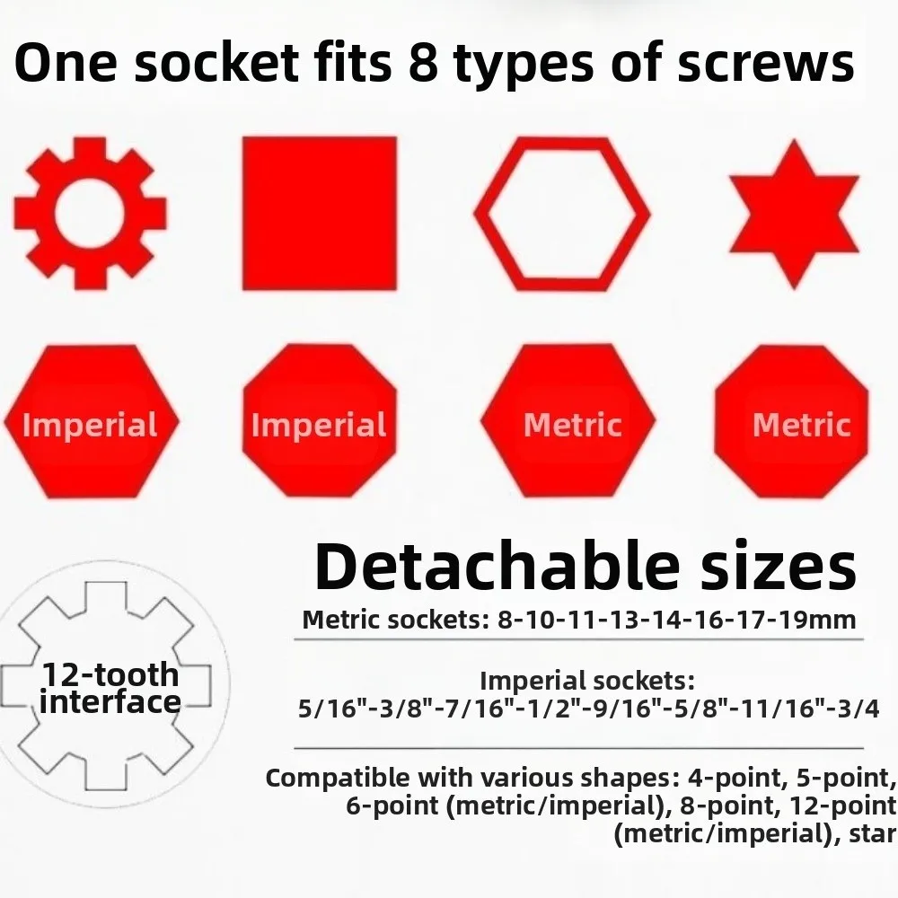 360° Rotating 52-in-1 Socket Wrench Spline Bolts Sleeve Hexagonal Universal Ratchet Hand Tools Rotation Socket