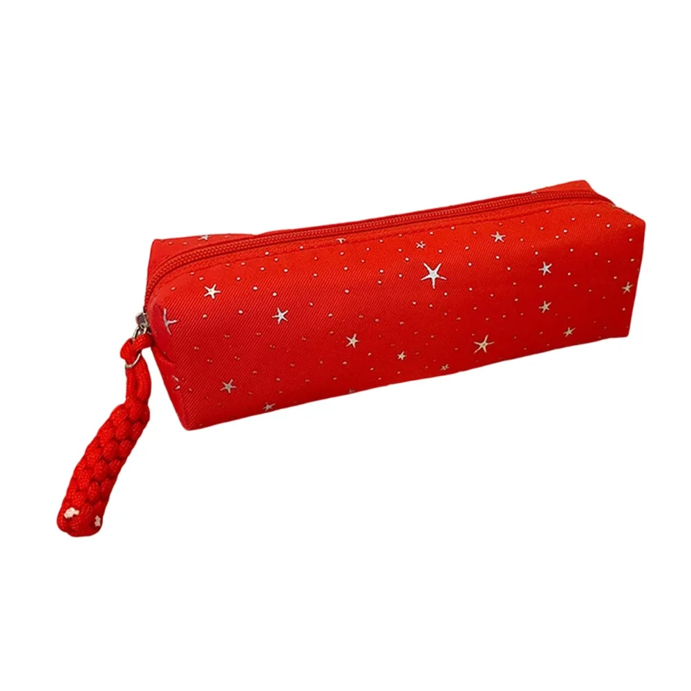 Multi-functional Canvas Pencil Case Star Dot Print Large Capacity Pen Bag Stationery Organizer School Office