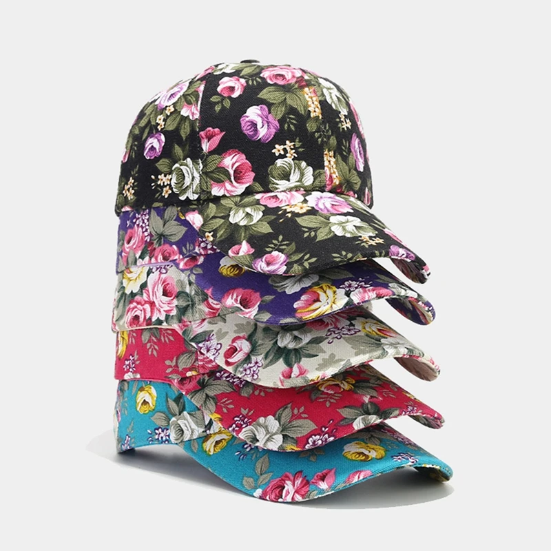 Vintage Flower Baseball Caps Elegant Fashion Sun Hats Women Garden Party Wedding Casquette Trendy Visors Cap Floral Printing Hat