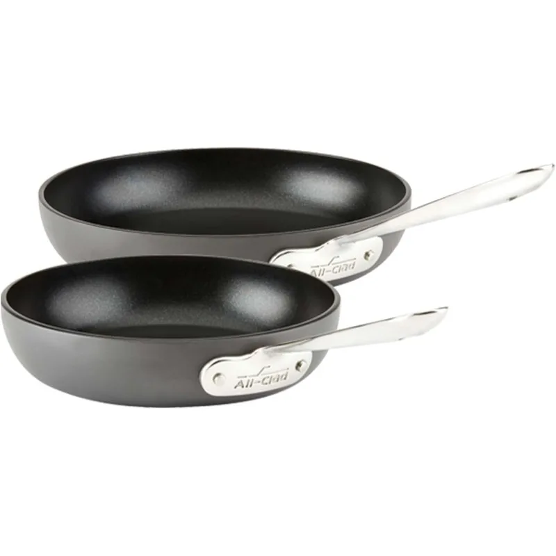 

HA1 Hard Anodized Nonstick Fry Pan Set 2 Piece, 8, 10 Inch Induction Oven Broiler Safe 500F, Lid Safe 350F Pots and Pans