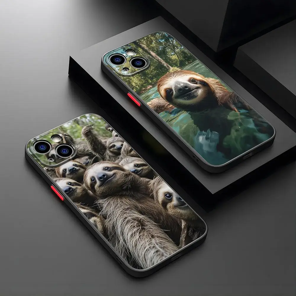 Cute Sloth Animals Phone Case For IPhone 15 Pro Max 14 Pro 13 11 12 Mini Xs X Xr 7 8 Plus Se Matte Translucent Back Cover