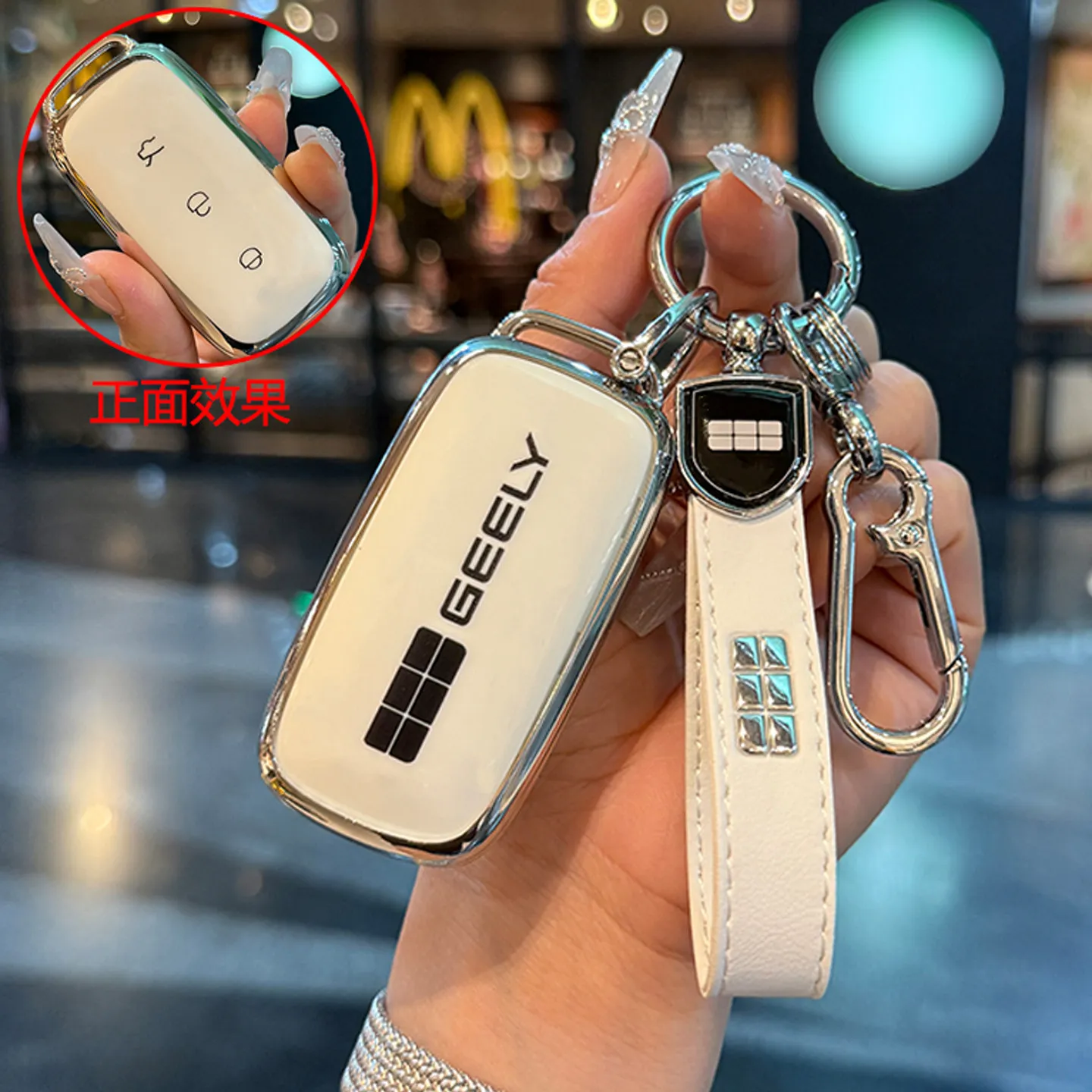 TPU Car Key Cover Case for Geely Galaxy Xingyao 8 2026 Sparkle Rhinestone Smart Remote Key Case Full Protection with Keychain