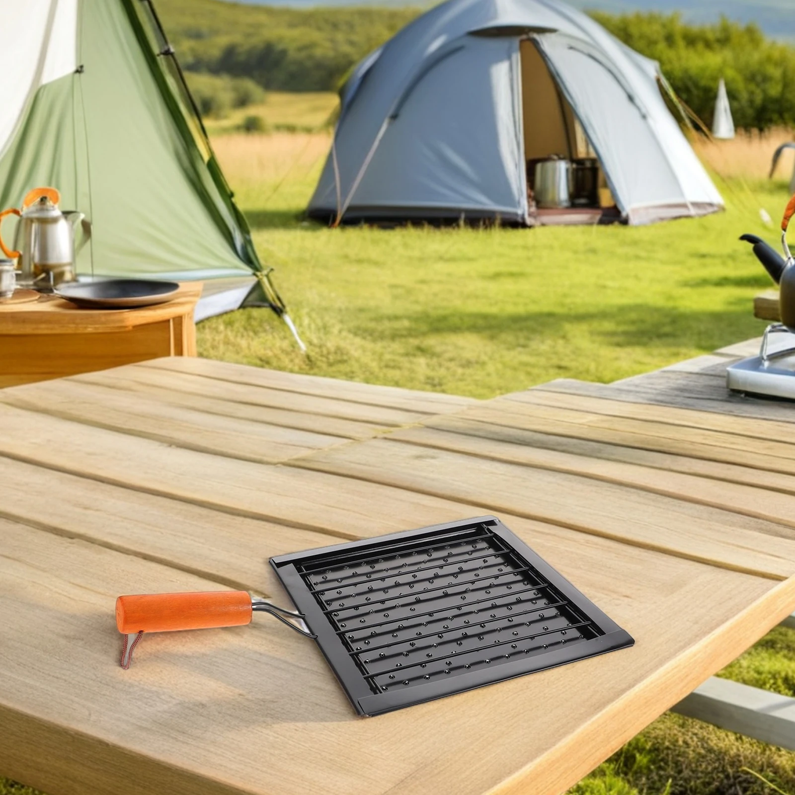 

Barbecue Tool Stainless Steel Bread Baking Tray Multifunctional Perforated Rack Portable Camping Grill Accessories Stove Top
