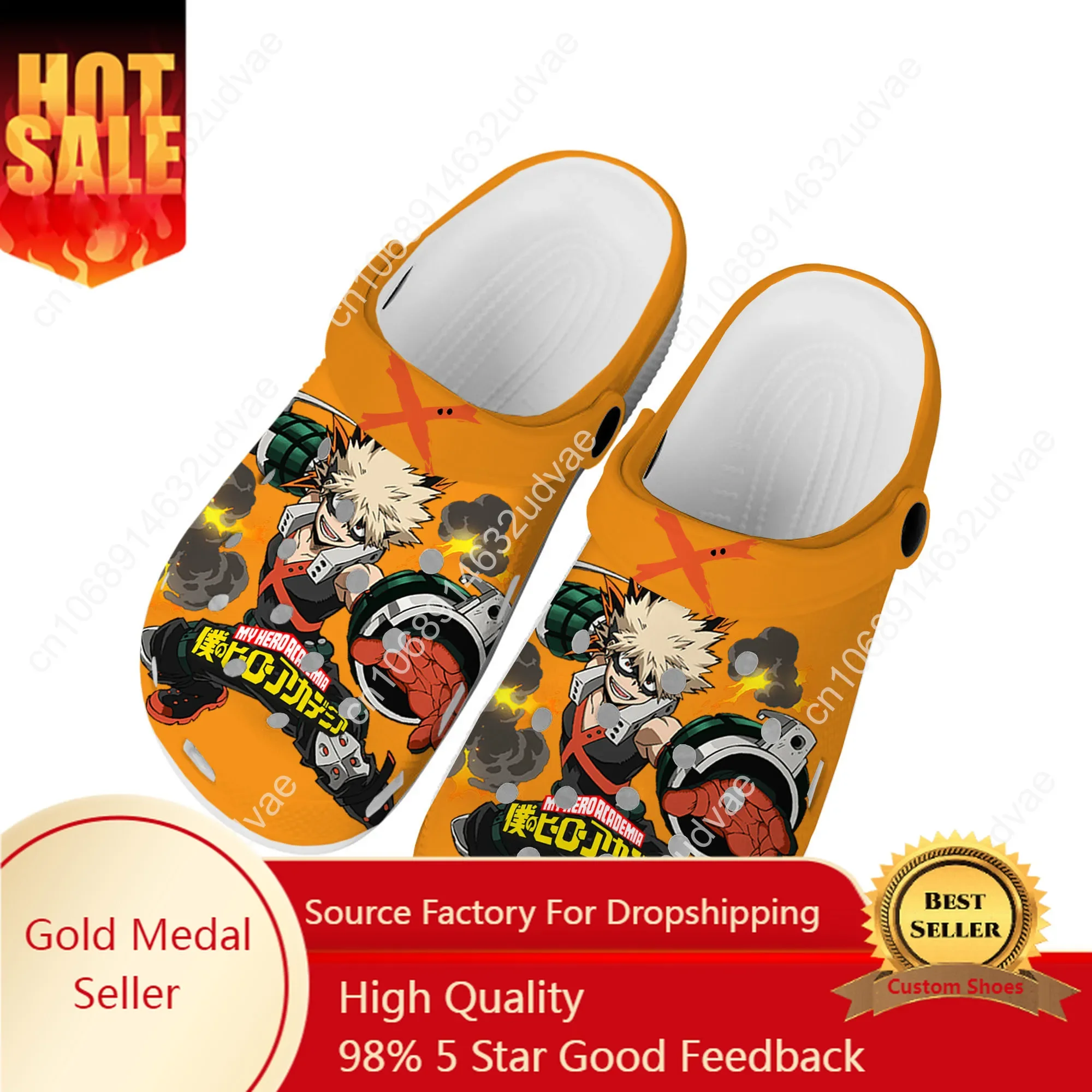 

Anime Bakugou Katsuki My Hero Academia Home Clogs Custom Water Shoes Mens Womens Teenager Shoe Garden Clog Beach Hole Slippers