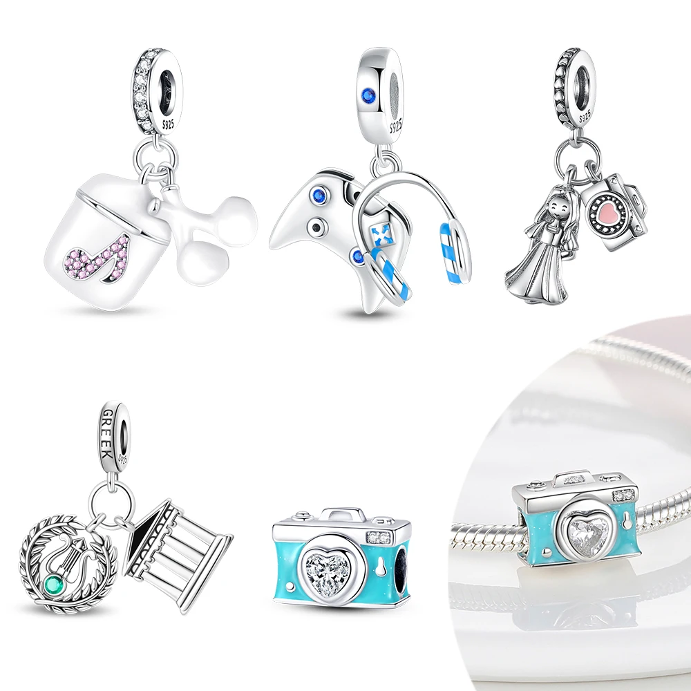 Versilberte 925er Silber-Gaming-Headset-Anhänger, passend für Original 925er Charms-Armbänder, Perlen, Schmuck, Geschenke für Frauen