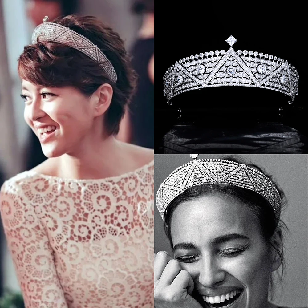 

Himstory New Baroque Eetro European Princess Royal Queen Tiaras Hair Crown Bride Wedding Zircon Tiaras Hair Accessories