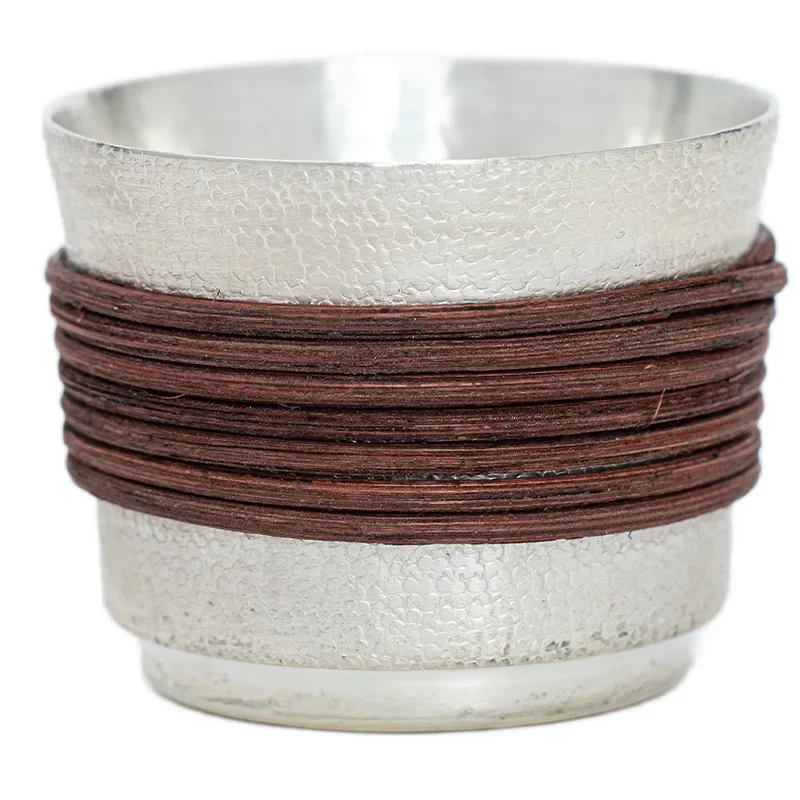 Silver teacup 999 sterling silver cup, anti-scalding and heat-insulating double-layer Kung Fu tea set