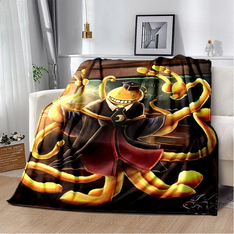 ثلاثية الأبعاد الكرتون اغتيال الفصول الدراسية أنيمي لينة الفانيلا البطانيات ، رمي بطانية مريحة للأسرة أريكة غرفة نوم المنزل الاطفال هدية