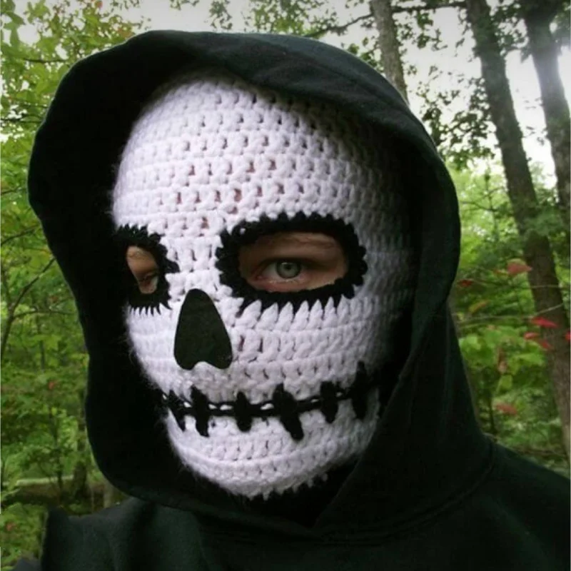 

Halloween Skull Print Balaclava Cosplay Costume Ghost Full Face Bike Face Mask Outdoor Terrifying Ghost Knitted Winter Balaclava