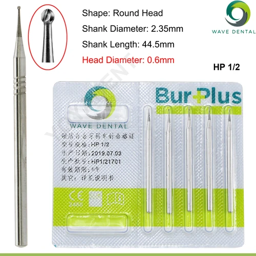 Imagen 2 del producto Fresa Dental ondulada, fresas redondas de carburo de tungsteno de 0,5 a 2,5mm para pieza de mano de cono de nariz recta, 5 unids/pack