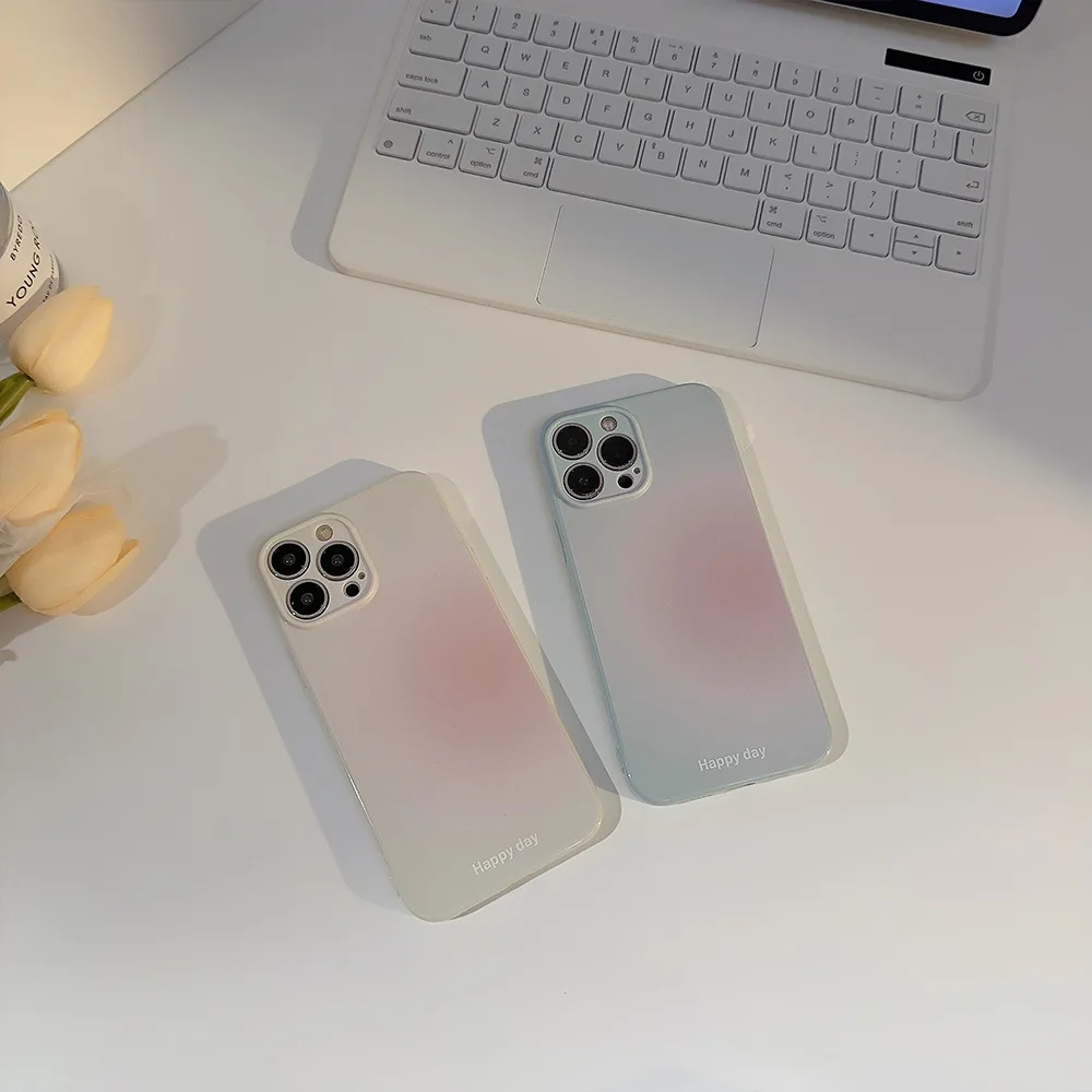 أسلوب بسيط معكرون بلون التدرج الصباغة لينة قضية الهاتف آيفون 16 15 14 12 13 11 برو ماكس غطاء ممتص للصدمات