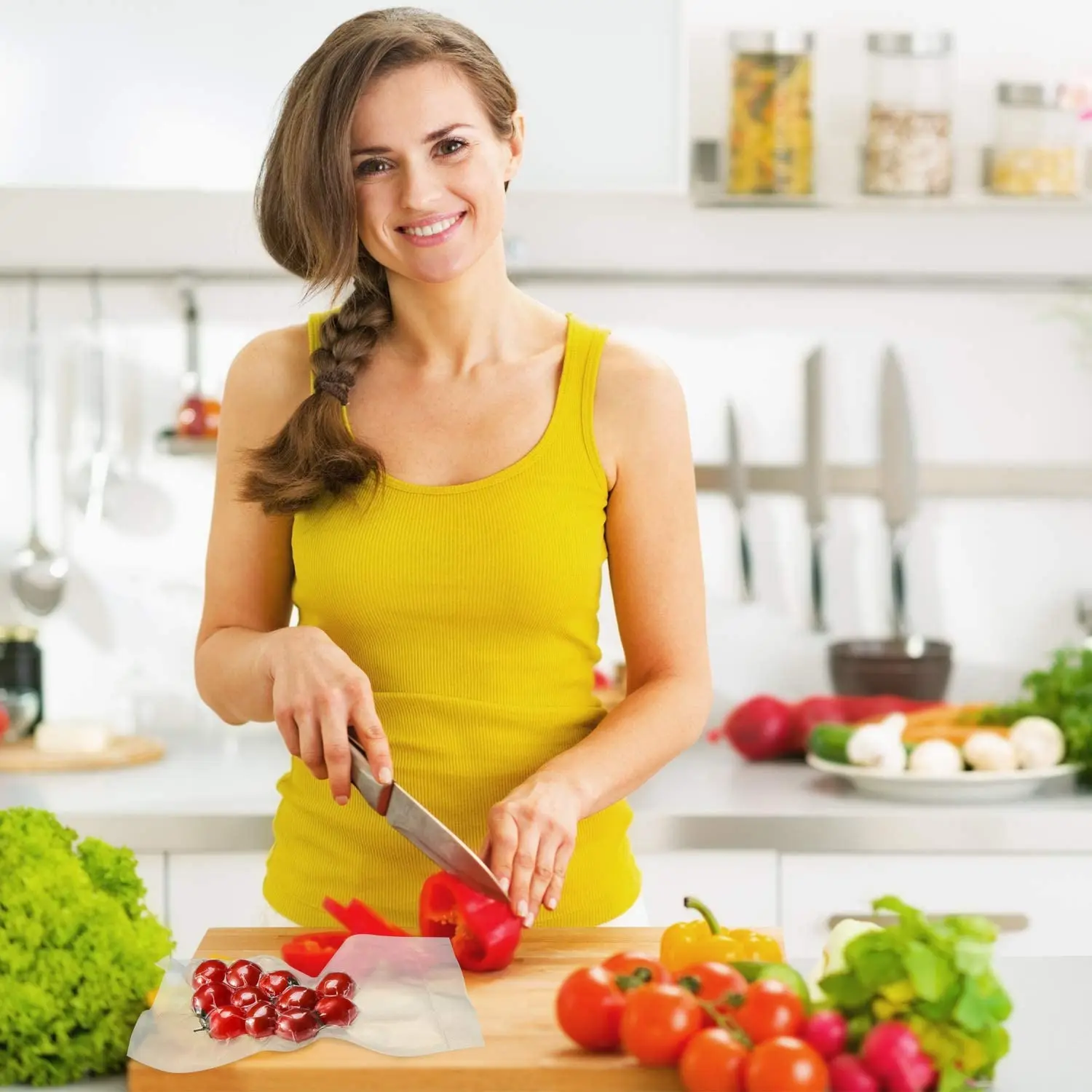 Bolsas al vacío de cocina, sellador al vacío para alimentos, máquina de embalaje, bolsa de almacenamiento de alimentos, accesorios de cocina sin BPA, 100 unids/lote