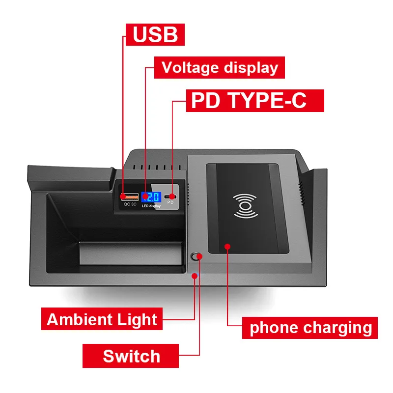 For Mazda CX-5 CX5 KF Car Wireless Charger Fast Mobile Phone Charging Panel Adapter Interior Modification Accessories 2018-2024