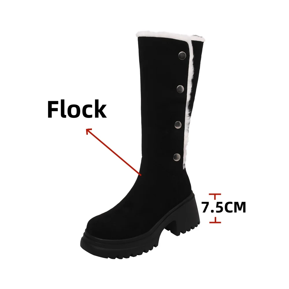 FEDONAS Women High Platforms Knee High Boots Fashion Warm Plush British Booties Long Snow Boots Female Thick Soles Heels Boots